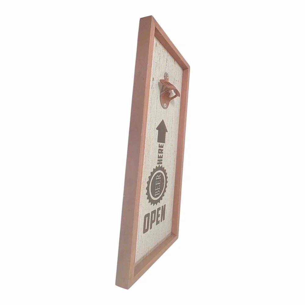 Wall Mount Beer‎ Bottle Opener. Decorative weathered Wood 17x7